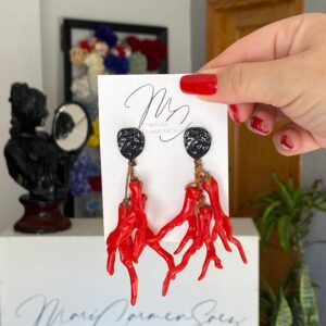 Pendientes de flamenca de corales.