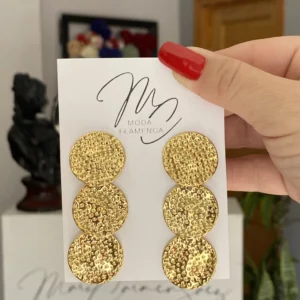 Pendientes de flamenca dorados largos redondos