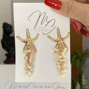 Pendientes de flamenca dorados de estrellas de mar