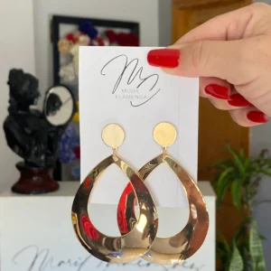 Pendientes de flamenca ovalado aro dorado